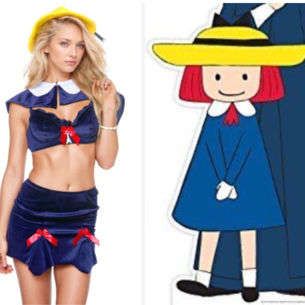 4 PC Madeline French Sexy Costume schoolgirl Paris France lingerie medium XS hat
